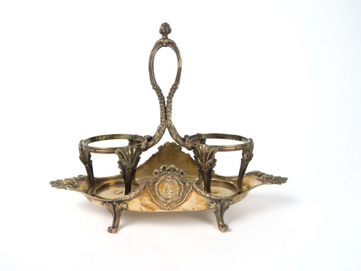 Monture de salerons de style Louis XVI en argent, poinçon Minerve. Poi