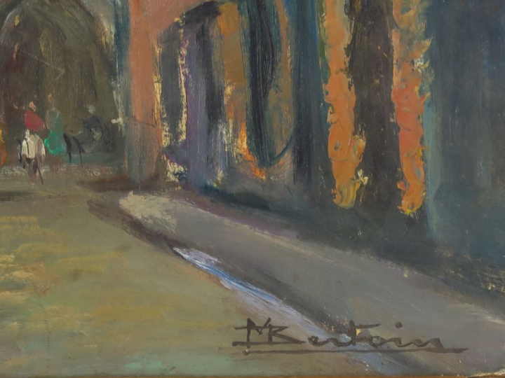 BERTOIN "Toulouse, l'église du Taur" Huile sur panneau. Signée en bas 