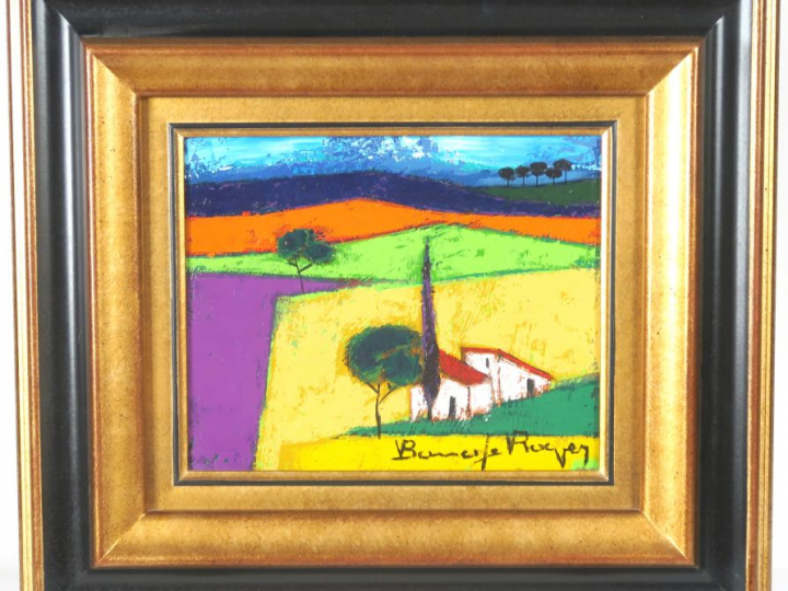 BONNAFE-ROQUES "Les arbres noirs" Huile sur toile. Signée en bas à dro