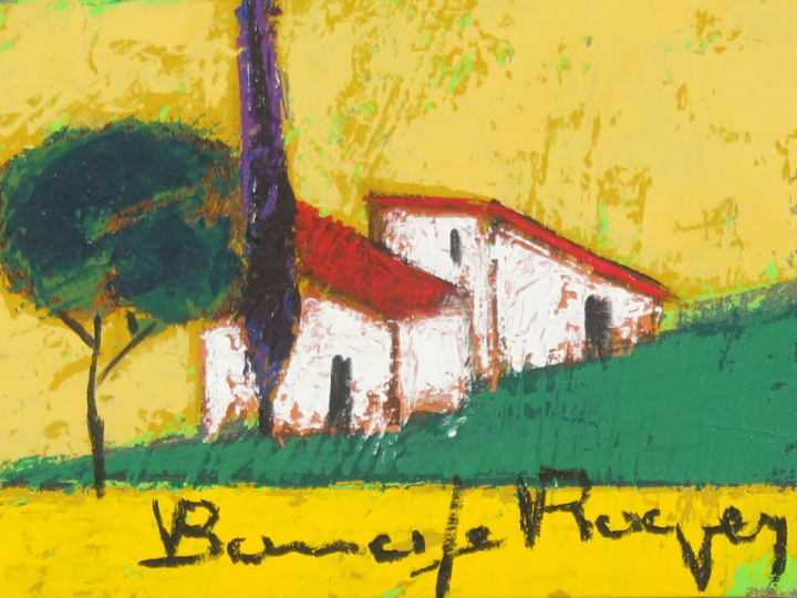 BONNAFE-ROQUES "Les arbres noirs" Huile sur toile. Signée en bas à dro