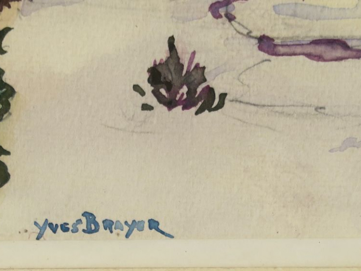 	Yves BRAYER « Etang aux Saintes Maries de la mer » Aquarelle.  Signée