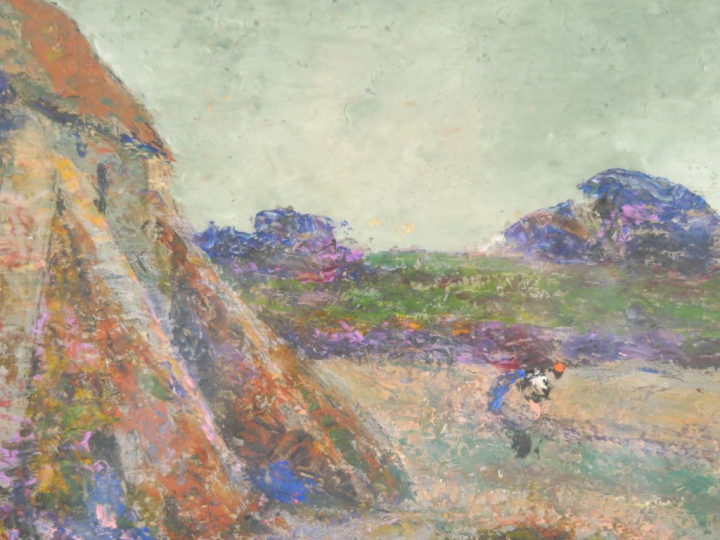 Victor CHARRETON "Paysage de Bretagne" Huile sur carton. Signée en bas