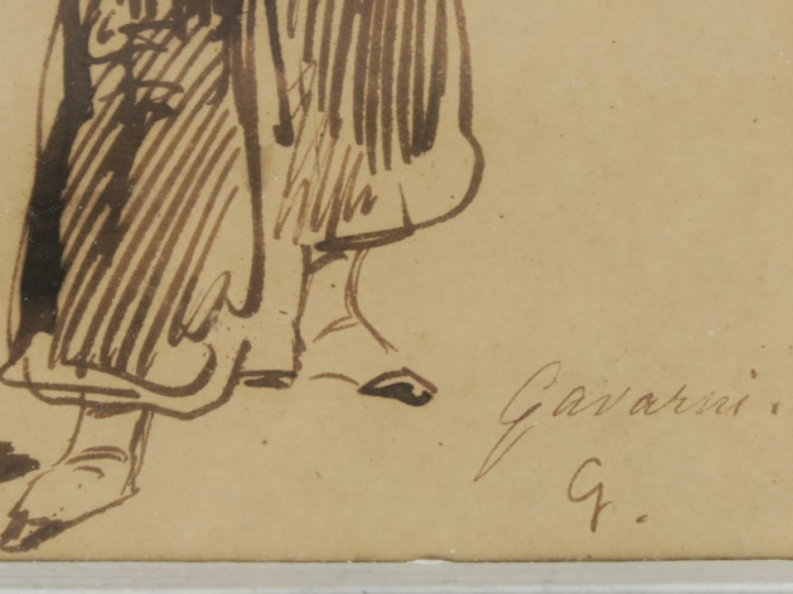 	GAVARNI « Etudes de personnages » Ensemble de 6 croquis. Dessins au c