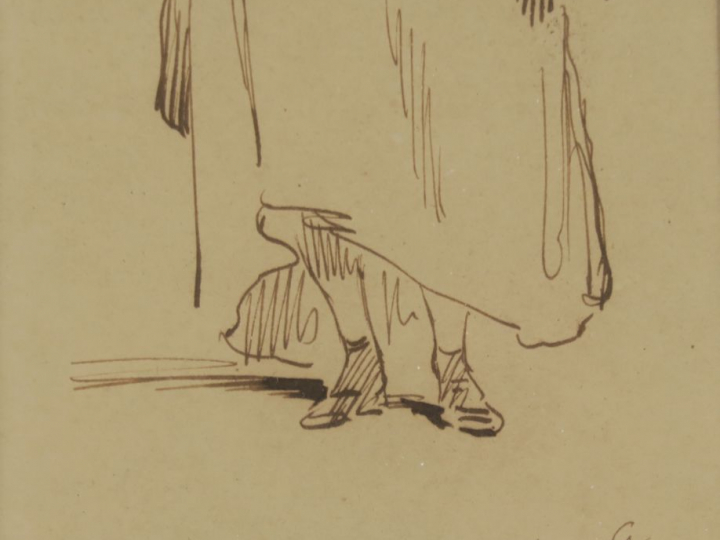 	GAVARNI « Etudes de personnages » Ensemble de 6 croquis. Dessins au c