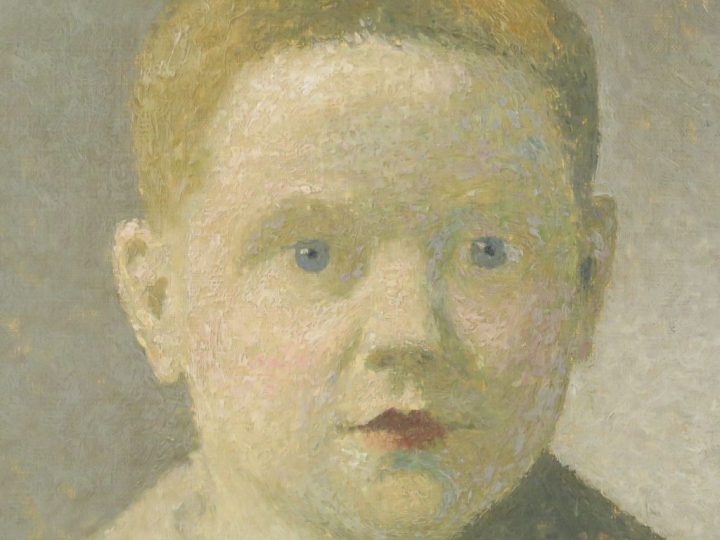 LAUGÉ Achille, 1861-1944	 "Portrait de jeune garçon" Huile sur toile (