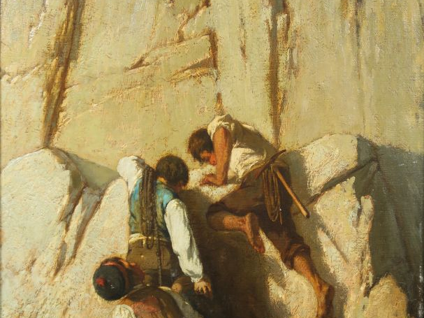 Emile LOUBON « L’escalade » Huile sur toile, marouflée sur panneau d’a