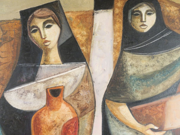Lucio RANUCCI "Deux femmes" Huile sur toile. Signée en bas à droite et