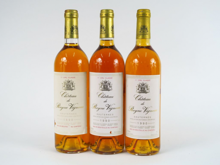 3 BOUTEILLES CHÂTEAU RAYNE VIGNEAU 1er CC SAUTERNES - 1990