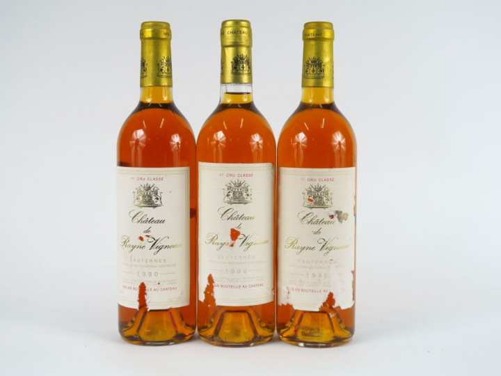 3 BOUTEILLES CHÂTEAU RAYNE VIGNEAU 1er CC SAUTERNES - 1990 - EA