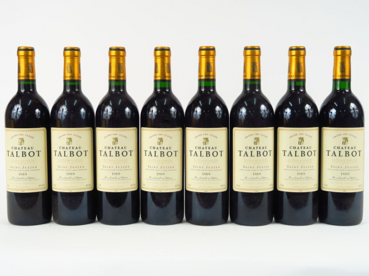 8 BOUTEILLES CHÂTEAU TALBOT GCC ST JULIEN - 1989 - CBO - 1 BG+