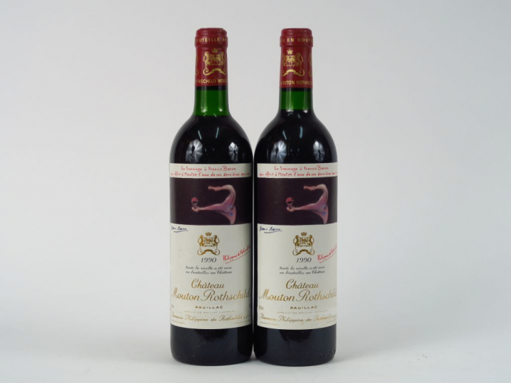 2 BOUTEILLES CHÂTEAU MOUTON ROTHSCHILD 1er GCC PAUILLAC - 1990 - BG