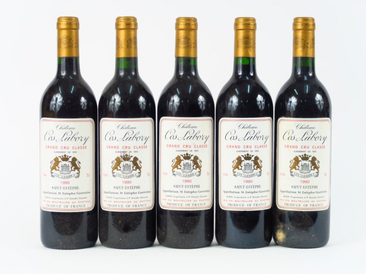 5 BOUTEILLES CHÂTEAU COS LABORY GCC ST ESTEPHE - 1990 - CBO 12 BOUTEIL