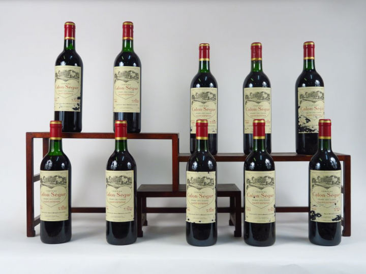 10 BOUTEILLES CHÂTEAU CALON SEGUR GCC ST ESTEPHE - 1990 - CBO - 7 BG/2