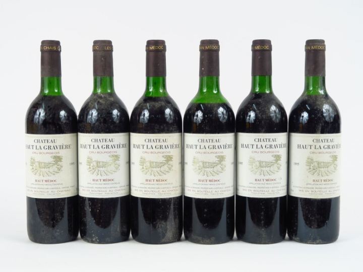 6 BOUTEILLES CHÂTEAU HAUT LA GRAVIERE CB HAUT MEDOC - 1995 -5 LB/1 MEP