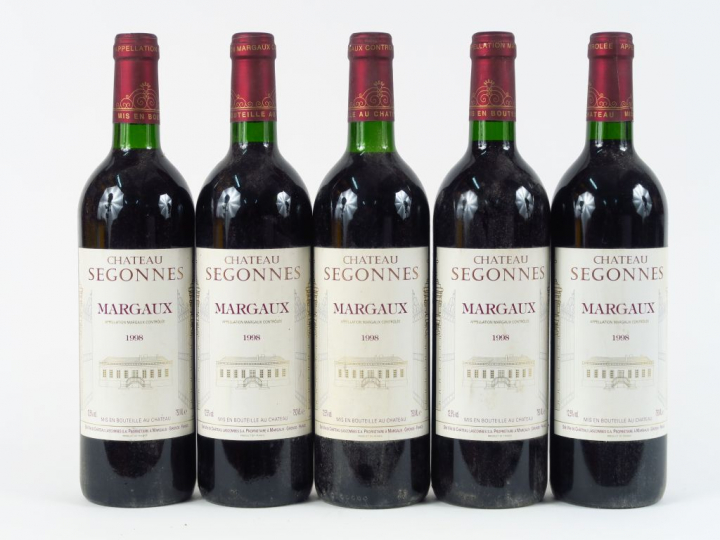 5 BOUTEILLES CHÂTEAU SEGONNES MARGAUX - 1998 - 4 BG