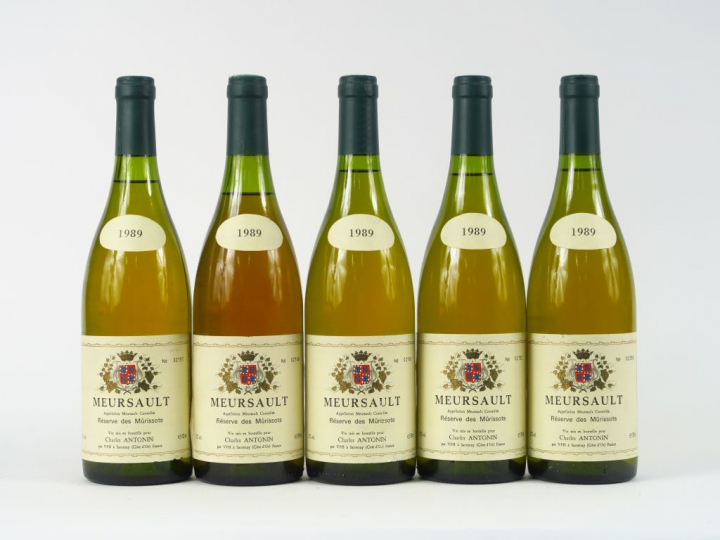 5 BOUTEILLES MEURSAULT 'RESERVE DES MURISSOTS' CH. ANTONIN - 1989