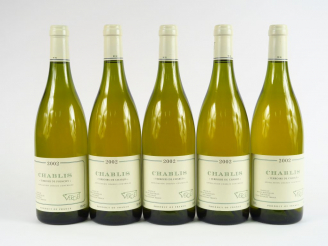 Vente aux enchères 5 BOUTEILLES CHABLIS VERGET 2002 : 4 'TERROIRS DE FLEYS' - 1 'TERROIRS