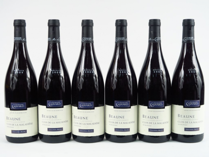 6 BOUTEILLES BEAUNE 'CLOS DE LA MALADIERE' DOMAINE CAUVARD - 2009