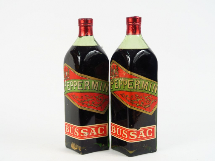 2 VIEILLES BOUTEILLES PEPERMINT BUSSAC 