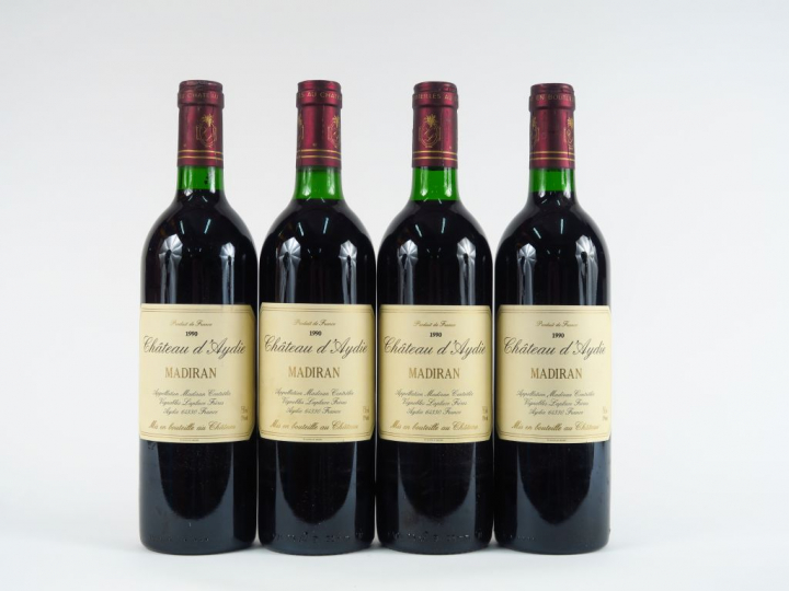4 BOUTEILLES CHÂTEAU D'AYDIE MADIRAN - 1990 - 3 BG/1 LB