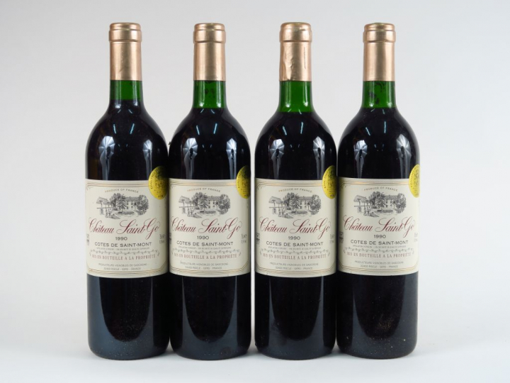 4 BOUTEILLES CHÂTEAU DE SAINT GO CÔTES DE SAINT MONT - 1990 - 2 BG/1 L
