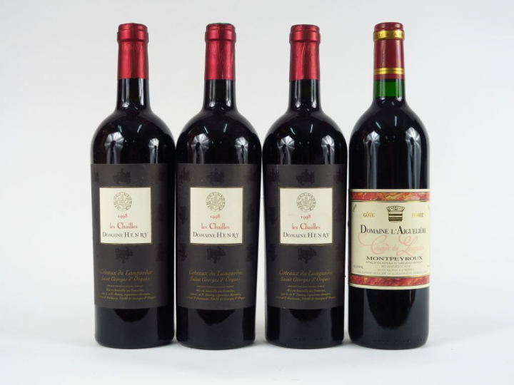 4 BOUTEILLES COTEAUX DU LANGUEDOC : 3 LES CHAILLES DOMAINE HENRY 1998 