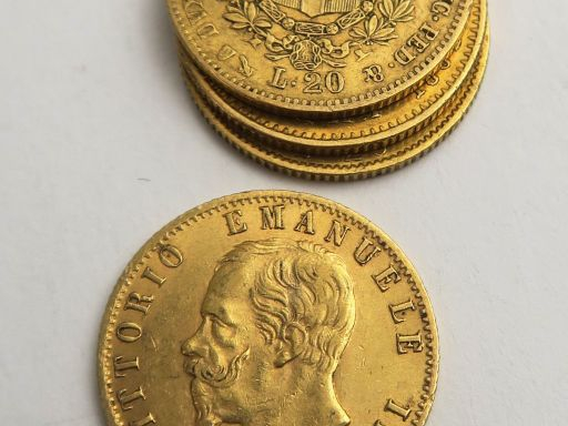 4 pièces de 20 Lires or. Frais acheteur 5 % TTC