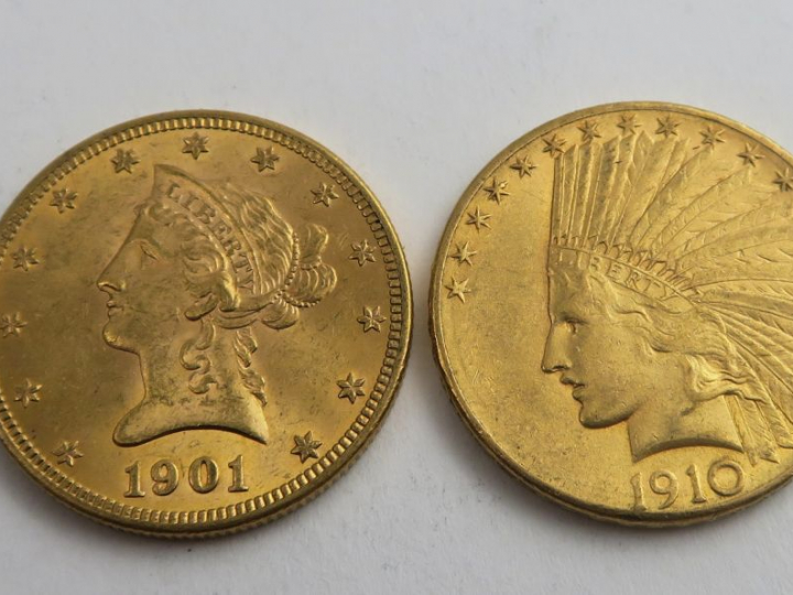 2 pièces 10 dollars or. Frais acheteur 20 % TTC