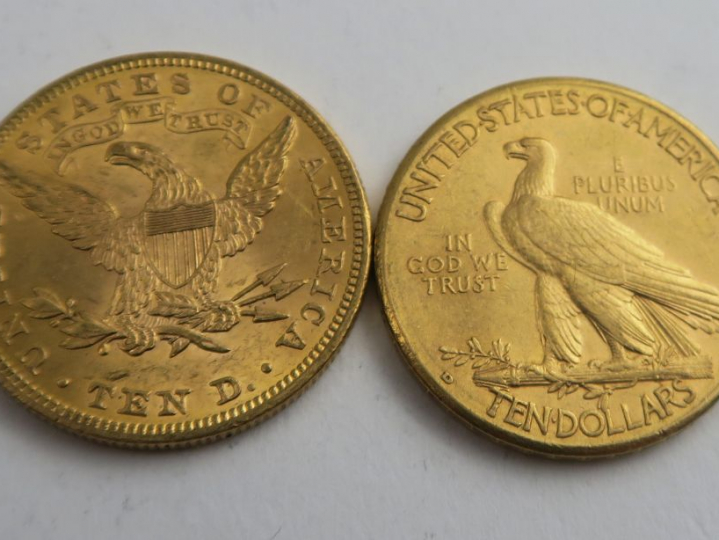 2 pièces 10 dollars or. Frais acheteur 20 % TTC