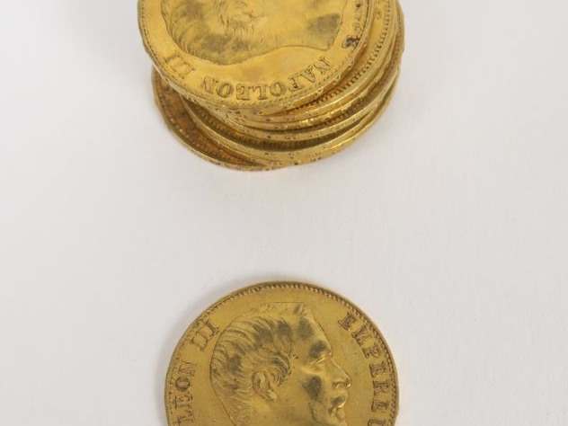 10 pièces de 20 francs or (1853, 1854, 1855, 1856 x 2, 1857 x 2, 1858 