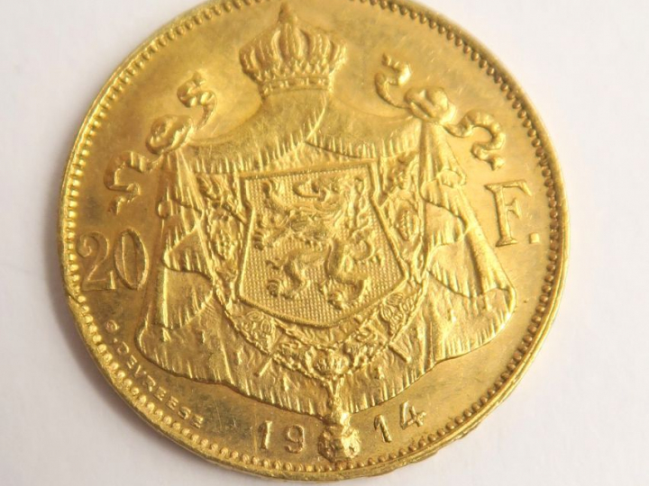 1 pièce de 20 francs belge or. Frais acheteur 20 % TTC