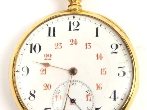 Montre de gousset en or, cadran des secondes. Poids tel : 84 g