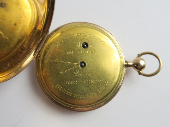 Montre de gousset en or, à repetitions. Poids tel : 70,4 g (manque le 