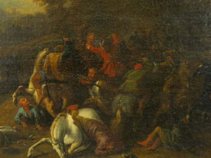 Karel BREYDEL dit "Le Chevalier" "Une embuscade". Huile sur toile.  Da