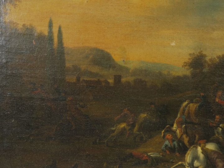 Karel BREYDEL dit "Le Chevalier" "Une embuscade". Huile sur toile.  Da