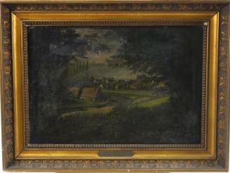 Vente aux enchères Ecole française XIXème "Vue de Barbizon" Huile sur toile.  34 x 49 cm