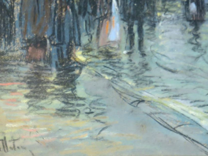 Pierre-Jacques PELLETIER "Vue de Paris" Pastel.  Signé en bas à gauche