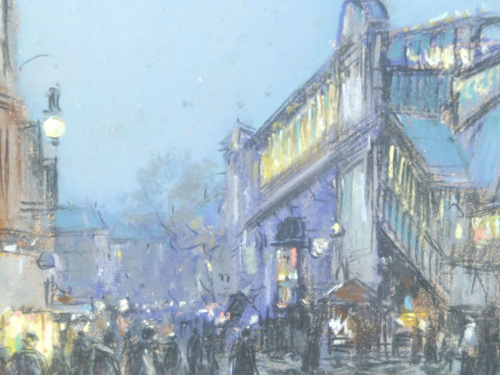 Pierre-Jacques PELLETIER "Vue de Paris" Pastel.  Signé en bas à gauche