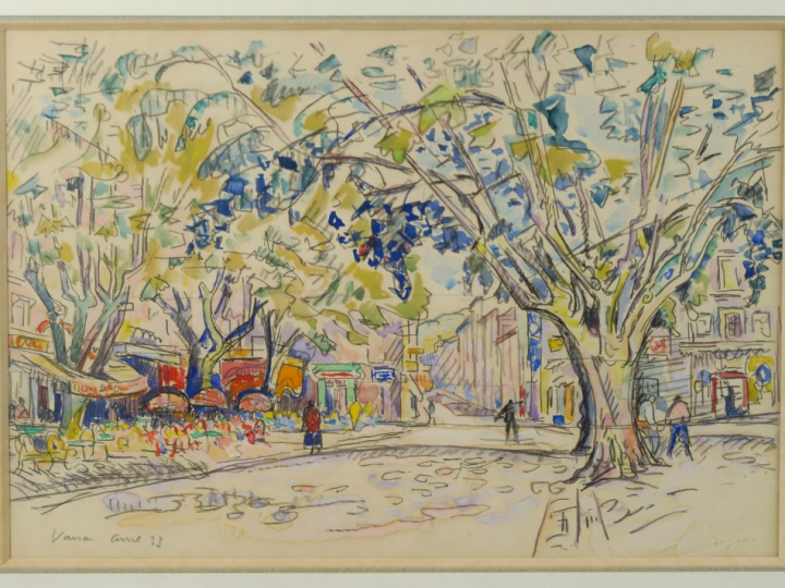 Paul SIGNAC  "Vaison la Romaine" Aquarelle.  Cachet de la signature en