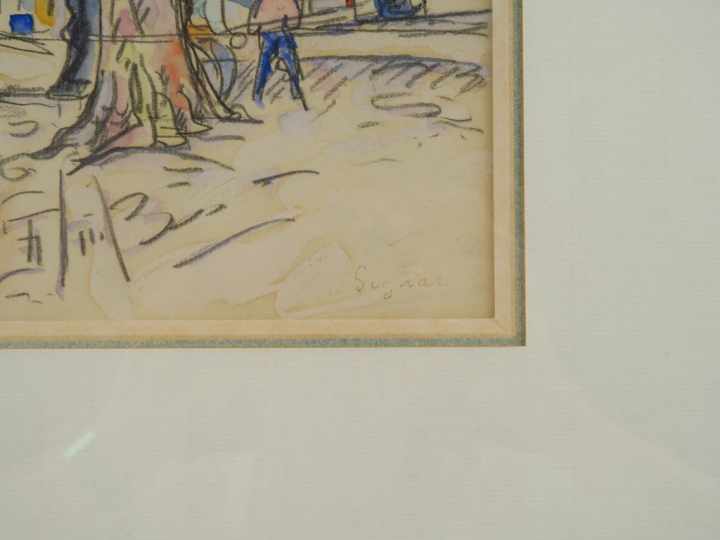 Paul SIGNAC  "Vaison la Romaine" Aquarelle.  Cachet de la signature en
