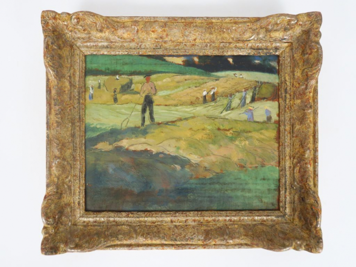 Cécile Patrice BONNET  "La fenaison" et "Temps gris" Deux huiles sur p