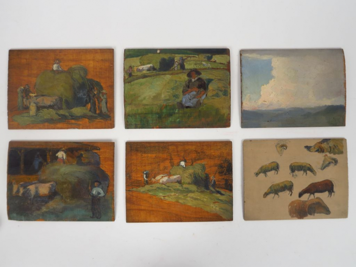 Cécile Patrice BONNET  "Scènes de fenaison", "Marine" et "Etude pour d