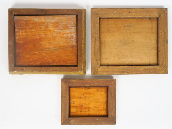 Cécile Patrice BONNET  "Paysages animés" Trois huiles sur panneau.  No