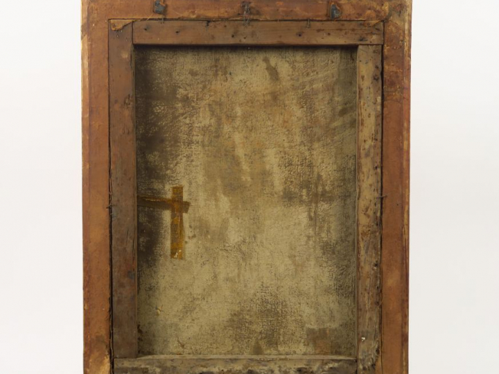 Ecole française XVIIIème "Portrait d’homme en armure aux armoiries". H