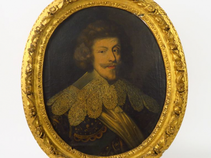 Ecole française XVIIIème "Portrait d’homme à la collerette". Huile sur