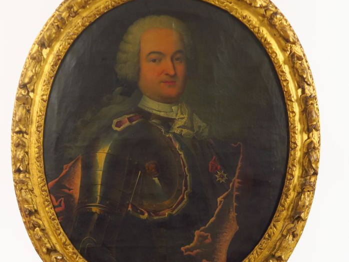 Ecole française XVIIIème "Portrait d’homme en armure’. Huile sur toile