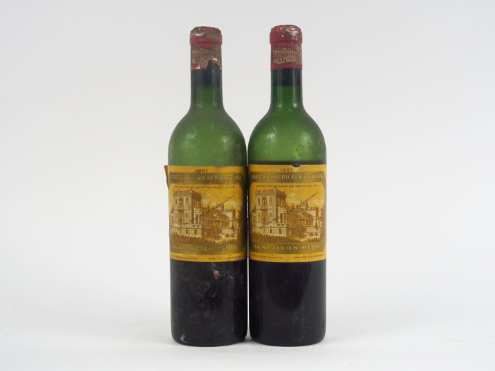 2 BOUTEILLES CHÂTEAU DUCRU BEAUCAILLOU GCC ST JULIEN - 1961 - VIDANGE 
