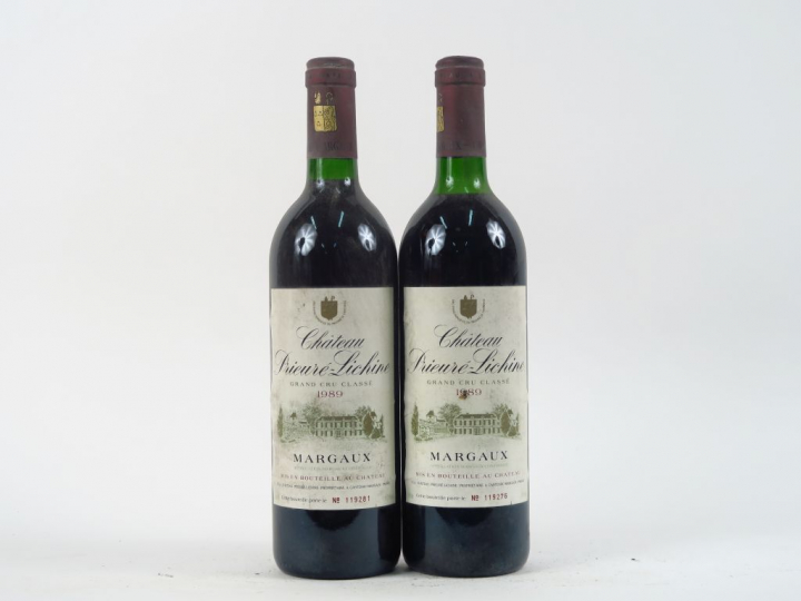 2 BOUTEILLES CHÂTEAU PRIEURE LICHINE GCC MARGAUX - 1989 - 1 BG/1 HEP