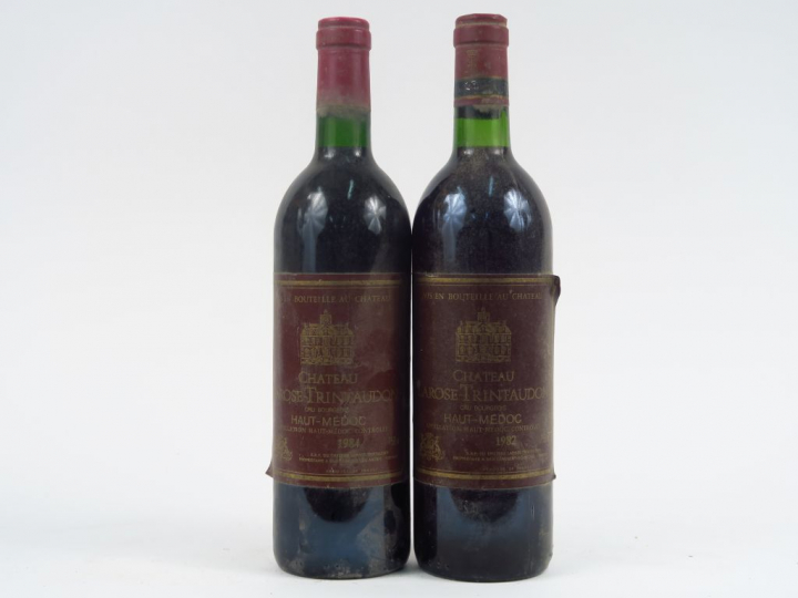 2 BOUTEILLES CHÂTEAU LA ROSE TRINTAUDON CB HAUT MEDOC - 1 de 1982 BG+/