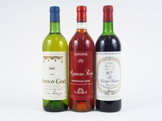 Vente aux enchères 3 BOUTEILLES BARON PHILIPPE DE ROTHSCHILD : 1 LE BERGER BARON ROUGE HE